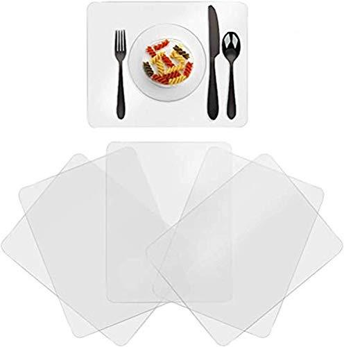Greengoal Waschbare transparente Tischsets, Kunststoff-Tischsets, durchscheinende Tischmatten – für Esstisch, hitzebeständig, rutschfest, Küchentisch-Matten, Esszimmer (6er-Set)