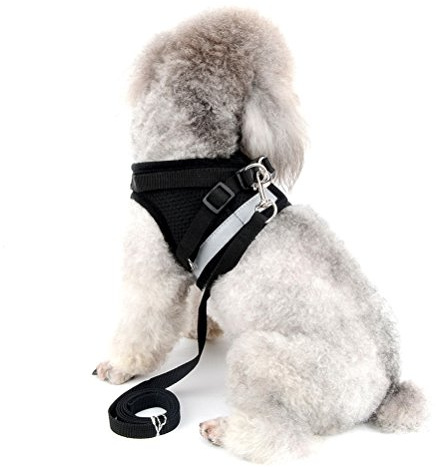 Zunea Arnés para Perro Pequeño Antitirones Reflectante Ajustable Arnés Malla Suave Acolchado Arnés para Cachorro Gato Sin Tirar a Prueba de Escape Chaleco Arnés para Mascotas Perros Gato Negro XS