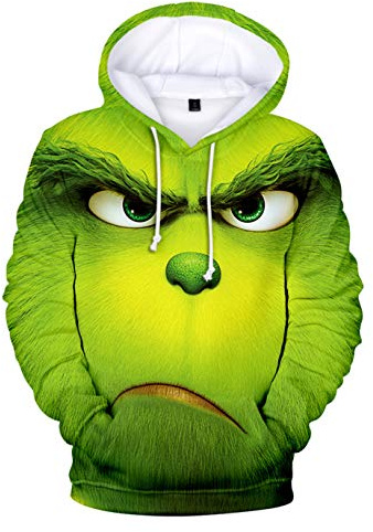 HUASON Kreativer Weihnachts Pullover Weihnachtsmann 3D Hoodie Lustiger Bequemes Langarm Sweatshirt für Herren und Damen(S)