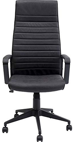 Kare Design Bürodrehstuhl Labora, moderner Designer mit Armlehnen und Gasdruckfeder, Drehstuhl höhenverstellbar, Schreibtischstuhl mit Rückenlehne Hoch, Gamingstuhl Schwarz (H/B/T) 128x58x56cm