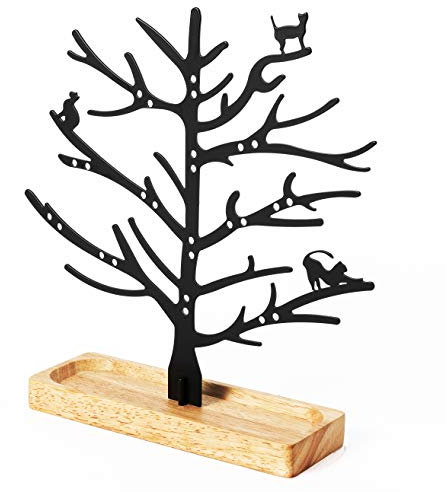 ZAC HOME Cat Kitty Jewellery Stand Organiser Tray Holder Tree for Cat lovers/Mother's Day/Women/Daughter/Girls/Children