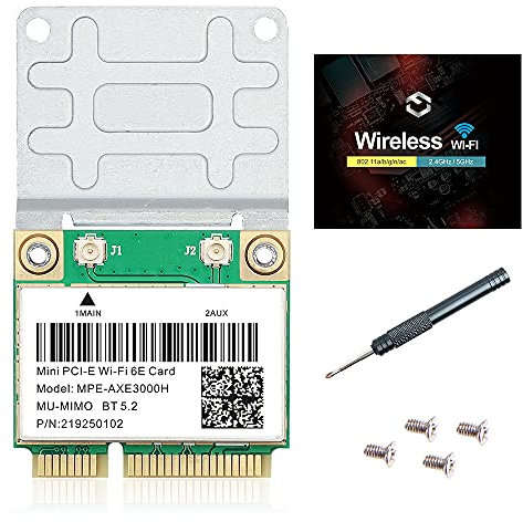 WiFi 6E Half Mini PCI-E WiFi Network Card 802.11AX AC MPE-AXE3000H 2.4GHz 5GHz 6GHz 5400Mbps Wireless Card BT5.2 MU-MIMO Mini PCIe Wi-Fi 6E Adapter OFDMA vPro for Windows 10/11 PC Laptops