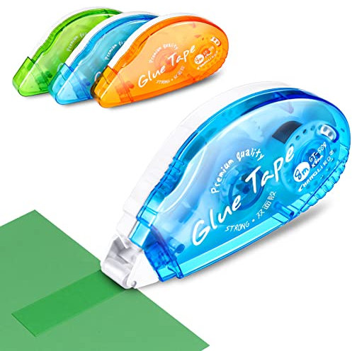 Pinenuts Glue Roller, 8m x 8mm Adhesive Glue Tape Roller, 3 Pcs Adhesive Tape Pen Runner Dots Double Sided Tape Dispenser for Card Making, Journal and Scrapbooking