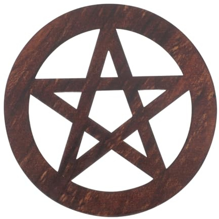 TOPBATHY Holz Pentagramm Dekoplatte 12X12Cm Kaffeefarben Wicca Altar Ornament FüR Tisch Und Wand Ritual Schmuck | Natürliches Holz-Finish, Gothic-Symbol-Design, kompakte Tischdekoration, Wandbehang, spiritueller Raumakzent