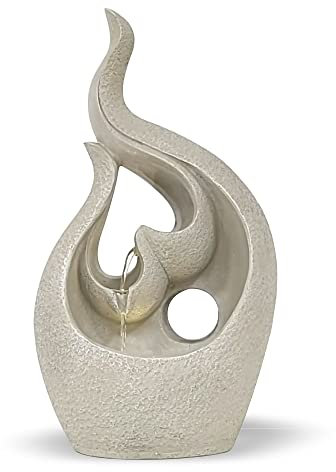 Zimmerbrunnen mit LED-Beleuchtung | Tischbrunnen mit Wasserfall | dekorativer Zierbrunnen in eleganter Fluid-Optik | Design- Springbrunnen für Zuhause