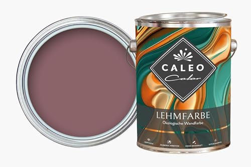 Caleo Color Clay Paint Purple Bells Wine Red, 2.25 Litres - Ecological Wall Paint for Living Room etc. High Coverage, Drip-Free, Odourless