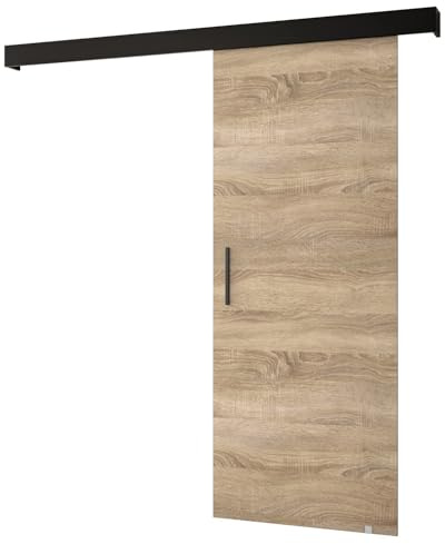 MEBLE KRYSPOL Salwador 1 Schiebetürsystem mit Schienenabdeckung - Schiebetüren für Innen - Loftige Einbautüren - Solide Konstruktion - 90x204 cm - Sonoma