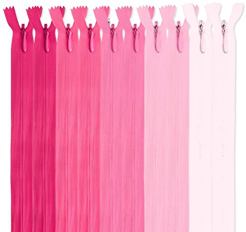 MARARDI [Packung 10] Unsichtbaren Reißverschlüssen [Rosen] Nylon [22 cm] Nähen und Basteln zum Kleidung Taschen Stoff für Nähmaschine Patchwork Plastik Baumwolle Zipper mit Metallreißverschluss