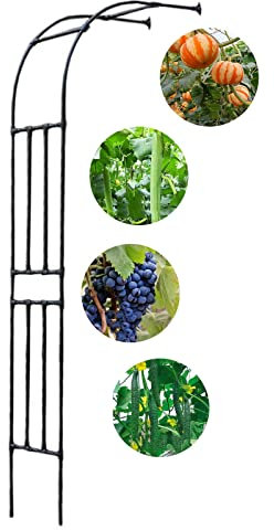 Metall Rosenbogen Garten Halbbogen Rankhilfe Rankgitter Torbogen Für Kletterpflanzen Verzinkt Halb-rosenbogen Witterungsbeständig(Schwarz,150x240cm/4.9x7.9ft)