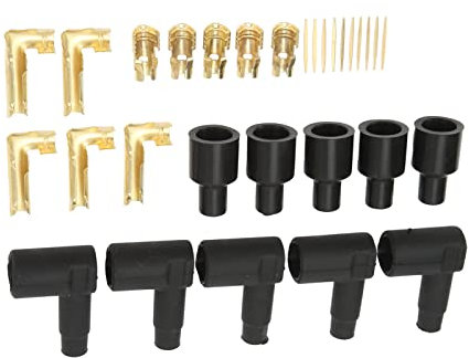 Tbest Spark Plug Wire Boot, 30PCS Spark Plug Coil Wire Boot Black Rubber Material Terminal Kit Fit for 6‑10mm Wires