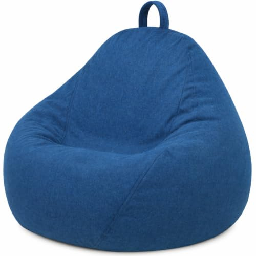 bananair - Pouf Poltrona Sacco con Imbottitura in Schiuma - Morbido e Confortevole - Fodera Lavabile - Pratico e Facile da Trasportare - Pouf Sacco per Tutta la Famiglia (105x85 cm, Blu)