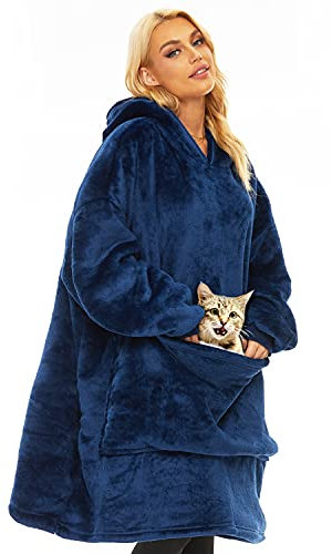 Gentlewarm Hoodie Decke mit Ärmeln und KapuzeDamen, Decken Hoodie Damen Ultra Weiche Sherpa Fleece Hoodie Sweatshirt mit Big Pocket Geeignet Kapuzenpullis für Männer und Frauen