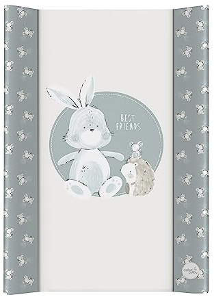 Ceba Baby Skötbord hårt 70 x 50 cm - 2 kilar tvättbar skötbädd för barnsäng för flickor och barn - vänner