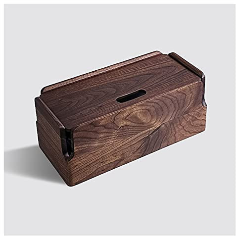 BinOxy Kabelboxen Schwarze Walnuss-Machtstreifen-Aufbewahrungsbox Große Lagerungsdrähte Keeper Halter Holzstil-Kabel-Organizer-Box, um Drähte und Leistungsstreifen auszublenden Steckdosenbox