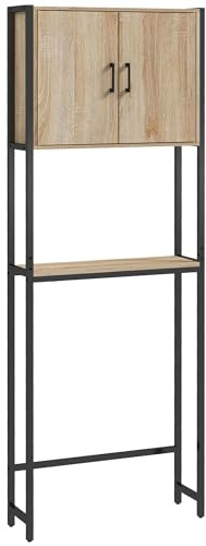 kleankin Toaletthylla badrumsmöbler över toalett med 2 dörrar och öppen hylla dim. 64 L x 19 l x 178 H cm ek och svart