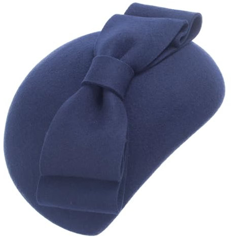 Lawliet Teardrop Damen Fascinator im 1940er-Jahre-Stil, Wollfilz, Pillbox-Hut, Marineblau, Einheitsgröße