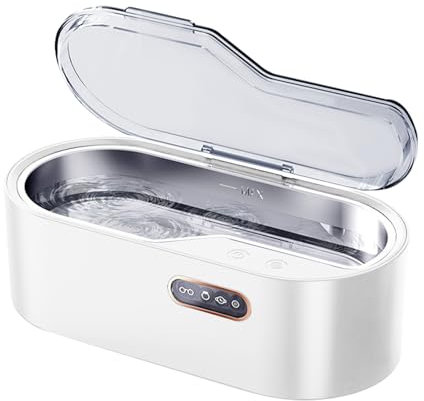 Ultrasonic Cleaning Device Ultrasonic Cleaner 450 ml, 45000 Hz, with 5 Time Functions and Digital Display Ultrasonic Device for Glasses, Jewellery, Watches, Dentures, Makeup tools (Weiß)