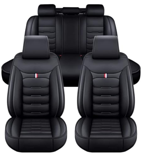 LICOME Auto Sitzbezüge für VW Golf 7 Variant/Golf Variant R R-Line Wagon, Leder Autositzbezüge, Wasserdicht Schonbezüge Vordersitze und Rückbank Komplettset Sitzschoner Zubehör,A Black