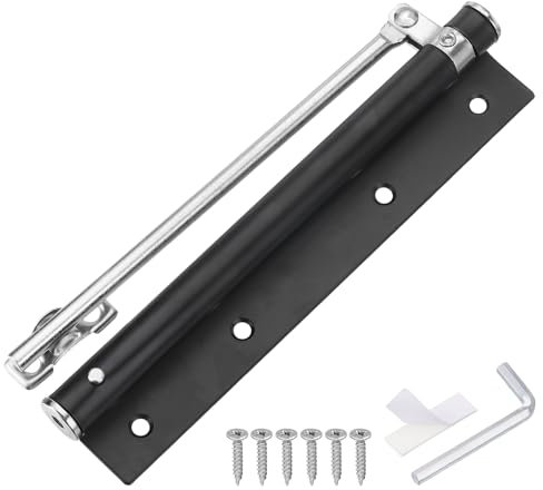 sourcing map 195mm/7.68 Spring Door Closer, Stainless Steel Automatic Door Closers with Adjustable Closing Speed for Home Self-Closing 5kg Door, Black