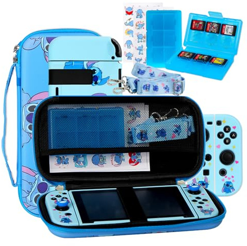 PERFECTSIGHT Étui de transport 10 en 1 pour console Nintendo Switch, capuchons Switch, coque de protection multicolore, ST Emotion