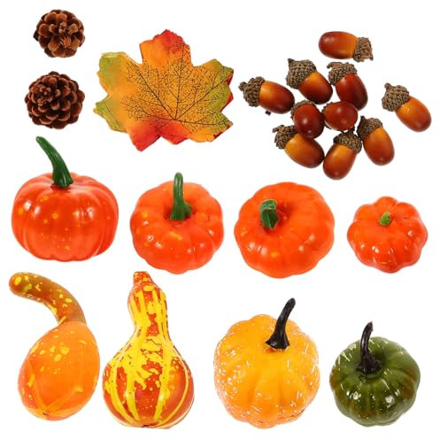Vaguelly Halloween-dekorationsset 50 Stück Kunstkürbisse Herbst-ahornblätter Thanksgiving-mittelstück Künstliche Erntedekoration