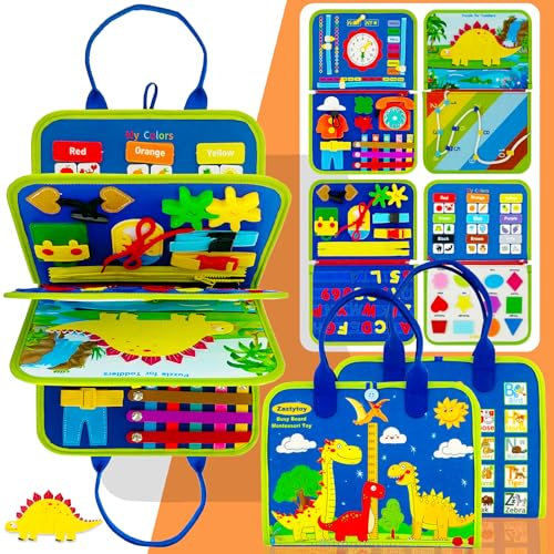 Zaztytoy Busy Board Montessori Spielzeug für Kleinkinder 1-4 Jahre – Filz Activity Board Book mit 26 Interaktive Lernspiele, Fördert Feinmotorik, Motorikspielzeug für Reisen und Zuhause