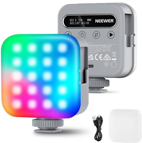 NEEWER Basic Magnetic RGB Video Light, 360° Full RGB Mini LED Camera Light CRI96+ 2500-9000K 18 Scenes 3 Cold Shoes & 1/4, 2000mAh Rechargeable Portable for Selfie/Tripod Photography Lighting, BL60C