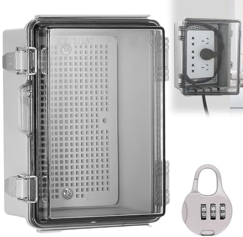 Anschlussdose Wasserdicht IP66, Verteilerkasten Aufputz, ABS Elektrisches Anschlusskästen, Außenverteilerdose, Transparentes Schaltschrank Außen mit Wandmontagezubehör Und Schloss, 220 * 170 * 110mm