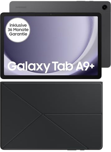 Samsung Galaxy Tab A9+ Wi-Fi Android-Tablet, 64 GB Speicherplatz, Großes Display, 3D-Sound, Simlockfrei ohne Vertrag, Graphite+Book Cover, Black