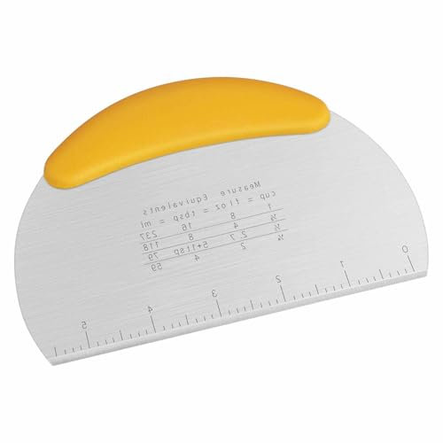 Dough Scraper, Dough Cutter with Food Grade Stainless Steel Blade and Soft TPR Handle, 16CM, Pastry Scraper, Yellow（2 Pieces）