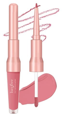 bayfree 2-IN-1 Lip Liner e Lip Stain, Tinta Labbra In Velluto Ad Alta Pigmentazione e Lunga Durata, Lipliner Ben Definito, Impermeabile Senza Peso e Non Testato Sugli Animali, Finish Matte