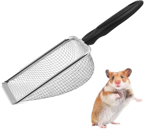Hamster Sand Bath Scoop Reptile Mesh Poop Scoop Sand Bath Scoop Filtering Mesh Fine Holes Scoop Sand Bath Scoop Mesh Metal Substrate Scoop Stainless Steel Litter Cleaner Corner Scoop for Pet Poop