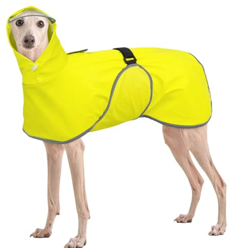 Kuoser Regenmantel Hund, Hunderegenmantel Wasserdicht, Regenschutz Hunde, Gelb, L