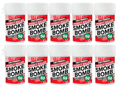 CritterKill 5g Professional Flea Killer Smoke Bomb Fogger 10 Pack - Targets Fleas in Carpets, Pet Bedding and More - Treats 400m3