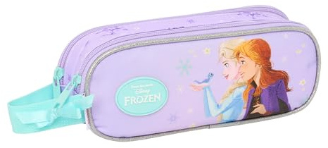 safta Frozen Spirit Doppel-Federmäppchen für Kinder, ideal für Kinder im Schulalter, bequem und vielseitig, Qualität und Widerstandsfähigkeit, 21 x 6 x 8 cm, Lila, M, Casual