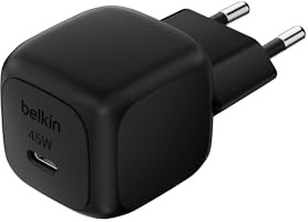 Belkin kompakt väggladdare 45 W, Snabbladdning med USB-C Power Delivery för Apple iPhone 16, 16 Plus, 16 Pro, 16 Pro Max, 15-serien, Samsung Galaxy S25, iPad, AirPods m.fl. - Svart