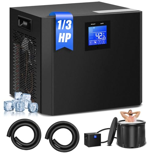 Cold Plunge Chiller, 1/3 HP Ice Bath Water Chiller for Cold Plunge Tub with Built-in Filter & Pump, Submersible Pump, Insulated Hoses, Ideal for Therapy Recovery 110V
