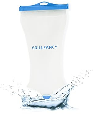 Grillfancy Water Bag 2L Durable TPU Material, BPA & PVC Free Squeeze Pouch, Collapsible Hydration Canteens for Camping Hiking Cycling Fishing or Traveling Suitable for Sawyer Squeeze Water Filter