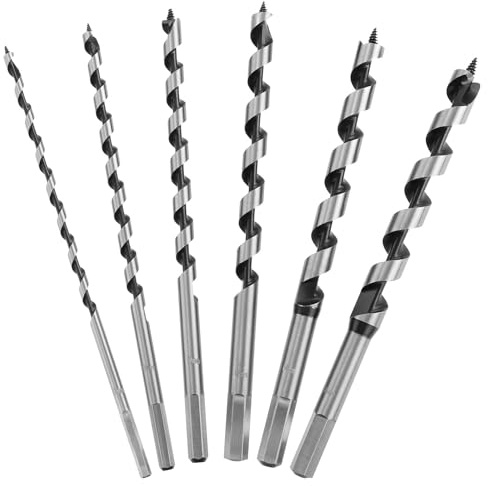 Anhoer 6Pcs Wood Auger Drill Bits 230mm Hexagonal Auger Hex Shank Straight Drill Bits 6mm 8mm 10mm 12mm 14mm 16mm Hex Shank Ship Long Drill Bit For Soft & Hard Wood Plastic Drywall