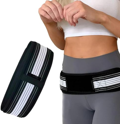 HABNI Fascia Lombare, 1 Cintura Sacroiliaca Regolabile, Fascia Di Supporto Elastica, Cintura Compressione Vita Per Sciatica, Mal Di Schiena Uomo Donna, Nero, 110Cm