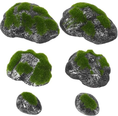 GALPADA Pietre Decorative con Muschio Artificiale Realistico Resistente e Manutenzione per Decorazioni Giardino Terrari e Progetti DIY Confezione