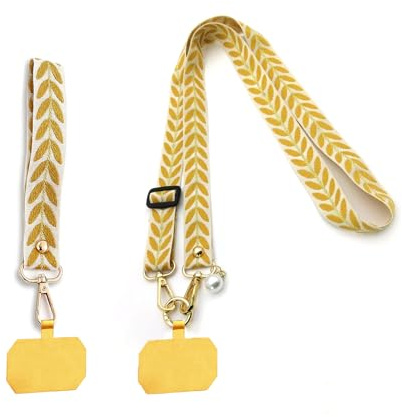 Exburanty Pack of 2 Mobile Phone Chains, Universal Mobile Phone Strap, Adjustable Shoulder Strap with 2 Pads, Removable Neck Strap