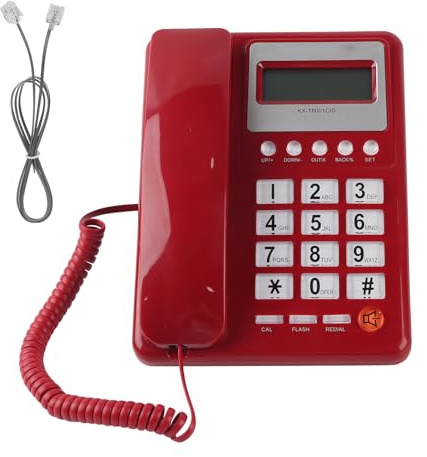 Hapivida Telefono Fisso da Tavolo con ID Chiamante, Doppia Modalità DTMF/FSK Funzione FLASH Ripetizione Chiamata Display Ora e Data per Ufficio o Casa