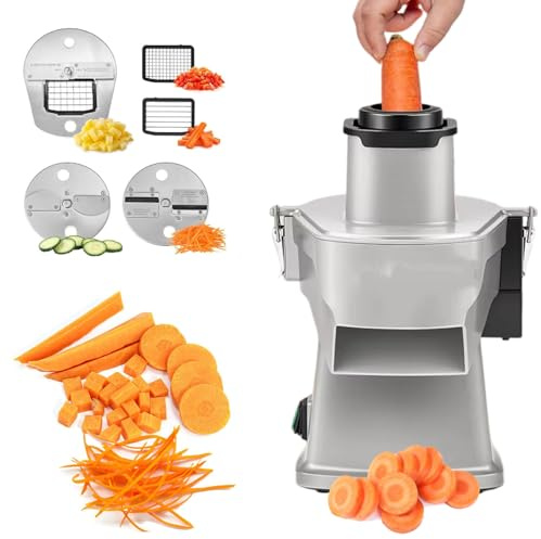 Coupe-légumes électrique 200 W pour dés, déchiquetage et tranchage avec 5 lames remplaçables