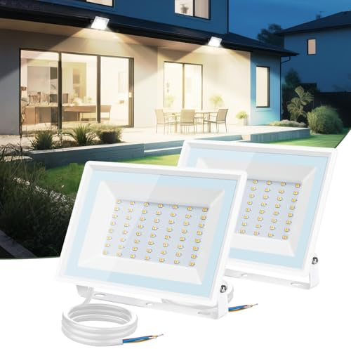 Aigostar - 50W LED-utomhusstrålkastare, 4300lm LED-strålkastare, IP65 vattentät säkerhetslampa, 4000K utomhusbelysning, för trädgård, uteplats, garage, 2 Pack