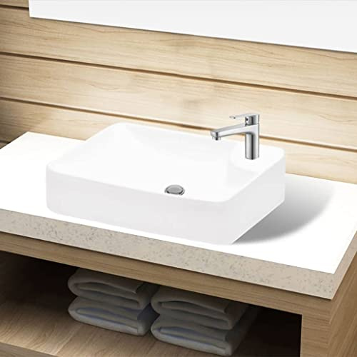 Meuble Lavabo Salle de Bain,Lavabo à trou pour robinet céramique Blanc pour salle de bain,Evier Cuisine pour Cuisine, Wc d'invités