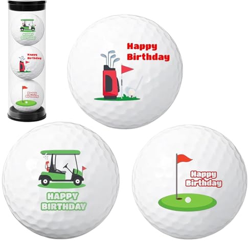 PDirat 3Pcs Happy Birthday Golfball, Personalisierte Geschenk, Golf Geschenke, Personalisiert, Happy Birthday Edition, Dreischichtiger Golfball