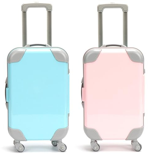 DAGLLGEW 2-teiliges Mini-Puppengepäck-Set für 16- und 18-Zoll-Puppen, ABS-Kunststoff-Spielzeugkoffer mit Griff, Reisekoffer für America Girl-Puppenzubehör