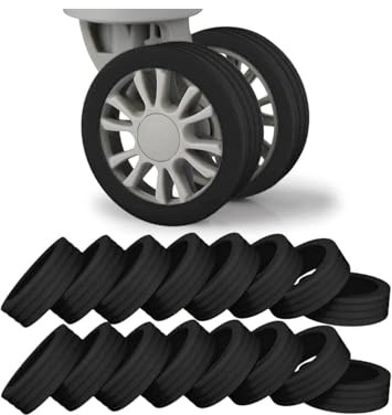 ARKETICK Copertura protettiva in silicone per ruote dei bagagli, copertura per ruota in silicone, assorbe gli urti, per trolley, valigie, copertura per ruote in silicone, borsa per ruote/sedia [nero