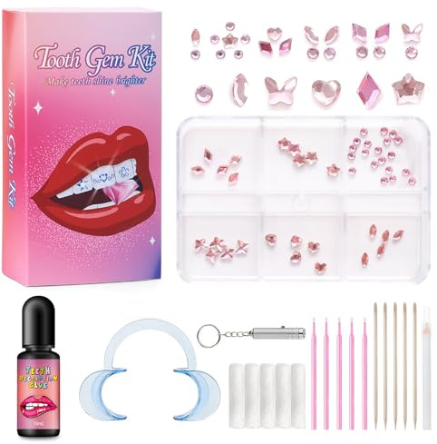 PYRUVAE Kit Brillantini per Denti, Brillantini Denti, Gemme Dentali, Tooth Gems, Grillz, Set Brillantini, Strass, Denti Accessori, Für Fêtes Decorazione Zahn